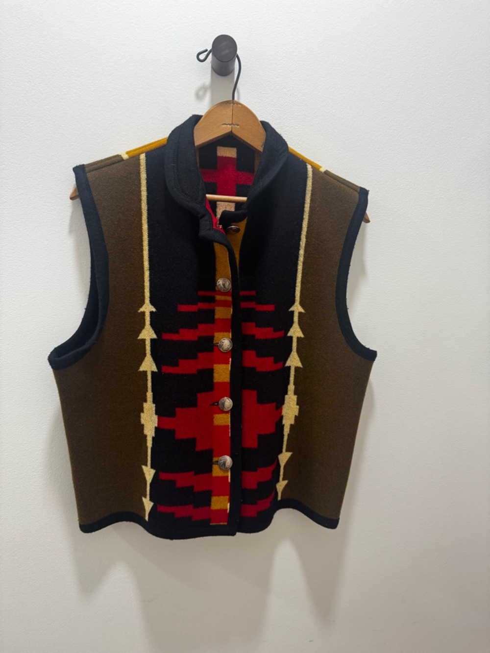Southwestern Pendleton Wool Vest w buffalo nickel buttons